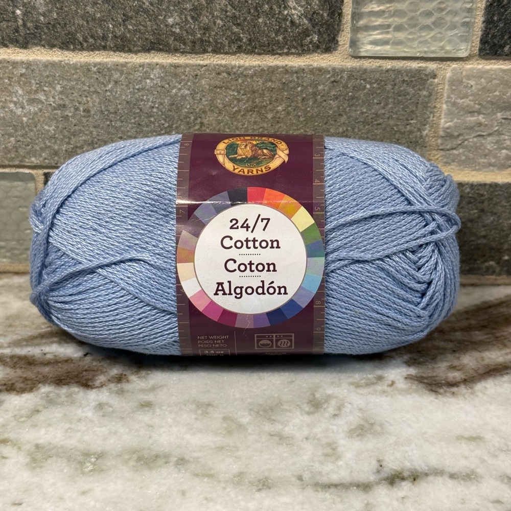Lion Brand~24/7 Cotton Yarn ~Sky~761-101~Worsted #4~186 Yds~3.5 Ounces~New